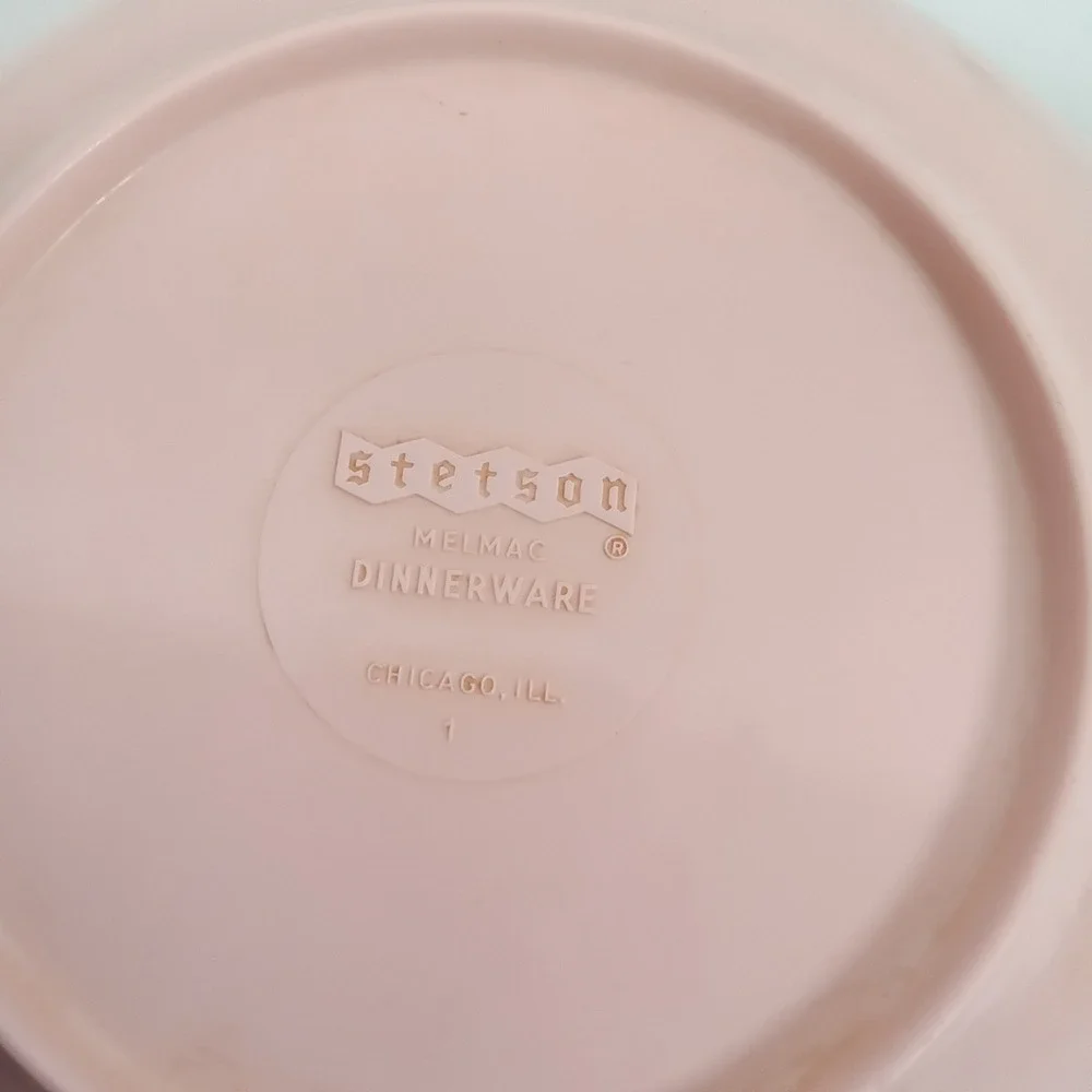 Vintage Stetson Melmac Pink Divided Serving Bowl Mid Century Modern Melamine 8.5